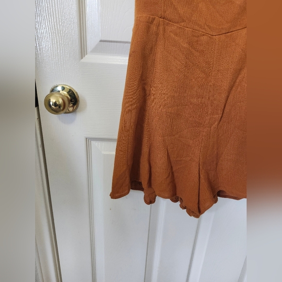 Abercrombie & Fitch Orange Tan Strappy Tie Short Romper M Tall - Picture 6 of 11